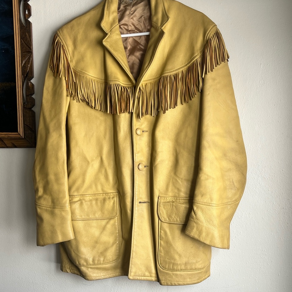 70’s Genuine Native Deerskin Yellow Fringe Leather Jacket